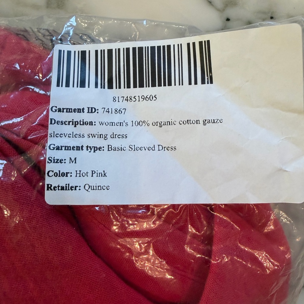 NWT Quince women's 100% organic cotton gauze sleeveless hot pink swing dress M - Picture 9 of 10
